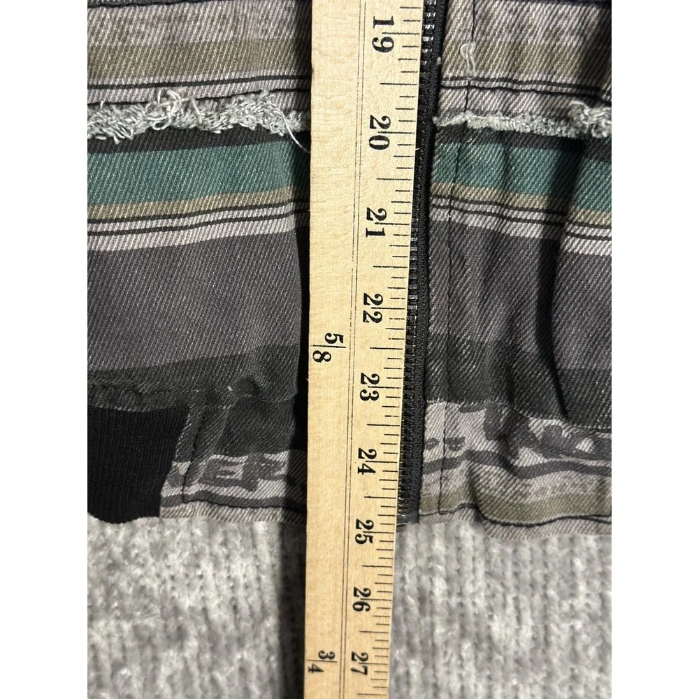 Forever 21 Men's Bomber Jacket L Quilted Distressed Striped Graphic Y2K Zip Rare